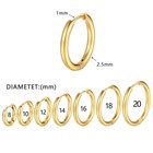 2 Stainless Steel Huggie Hoop Earrings Men Women Punk Silver Gold Black 8-20mm