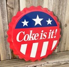Coca Cola Coke Soda Pop Bottle Cap Large 18  Metal Aluminum Sign Garage New