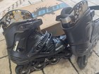 Professional Inline Speed Skates - 3 Big Wheels - Black With Gold Details