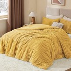 Fleece Comforter Set -super Soft   Warm Fluffy King Mustard Yellow