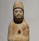 B03  Ancient Painted Pottery Officer Figurine With Hood  Tang Dynasty                         