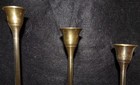Beautiful Vintage Set Of 3 Solid Brass Candlestick Set Tallest 9 Inch