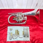 Yamaha Ymp-204m Marching Mellophone F Key Silver Plated With Case Mouthpiece