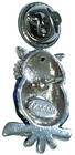Owl Green Eyes Blue Trim Rhinestone  landau  1  Lapel Pin
