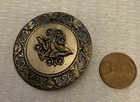 Antique Mixed Metal Ivy Leaf Vine Picture Button Big Oversized 1-5 8  Tin Brass