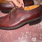 Vintage Johnston Murphy Aristocraft Brown Wing Tip Leather Dress Shoes 8 5 D 113
