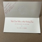 Vintage Mid-century Christmas Card Embossed Gold Foil Red Script Merry Christmas