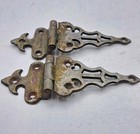 Antique Icebox Hinges Cabinet Cast Brass Nickel Plated Vintage Hardware Lot Of 2