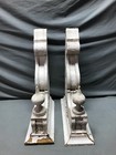 Pair Antique Shabby Wood 17x24 Corbel Roof Brackets Drop Finials Vtg 1709-24b