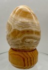 Vintage Naturally Banded Onyx Marble Stone Egg Mineral Display Paperweight 3 