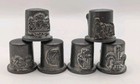Pewter Thimbles Vintage Lot Of 6 International Design Please Read