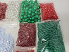 Lot Of Red  Green  White Christmas Craft Sequins Plastic   Glass Beads Pearls 