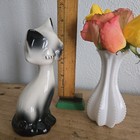 Vintage Ceramic Eyelash Long Neck Cat Figurine Japan Kitty Siamese Style