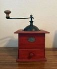 Antique Vintage Zassenhaus German Red Wood Hand Crank Manual Coffee Grinder
