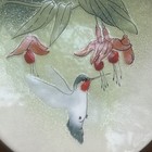 Norman Brumm Copper Enamel Plate 6  Hummingbird Flower Signed Floral Bird