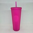 Starbucks Tumbler Studded Hot Pink 24 Oz Reusable Cold Drink Cup Straw