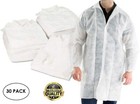 Disposable Lab Coat Protective Sanitary Gown White Medical Unisex Labcoats 30 pk