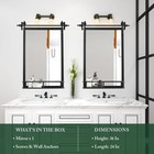 Farmhouse Iron Framed Wall Mirror With Shelf - 36  H X 24  W Large Bathroom M   