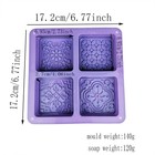 Soap Silicone Mold 4 Cavities Square Flower Baking Molds For Soap Candles Jelly