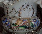Stunning Pair Of Large Antique Opaque Glass Mantle Lustres With Prismatic Drops