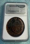 Russia  Catharine Ii  Huge Copper 5 Kopeks  1772-em  Ngc Genuine