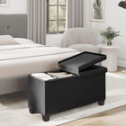Stylish Black Storage Ottoman Bench With Bins  30-inch Folding Foot Rest