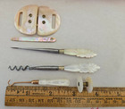 Beautiful Lot antique mother Of Pearl Items awl glove Hook perfume Cork Remover