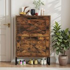 Shoe Cabinet 2 Flip Drawers Storage Shelf Organizer Rack Dustproof Freestanding 