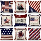 Mindsoft 9 Pcs Patriotic American Flag Pillow Covers 18 X 18 Inch 4th Vintage