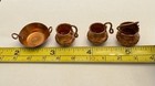 Vintage Miniature Hammered Copper Pot  Pan  Mugs W Handles Set 4  Doll House
