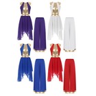 Us Women Liturgical Praise Dance Dress Metallic Sleeveless Dress  wide Leg Pant
