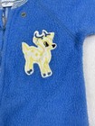 Vintage 1970s Baby Bodysuit Blue With Footed Pajamas And Deer Appliqu   0-3 Mo