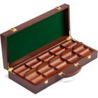 500 Count Premium Casino Round Solid Wood Poker Chip Case  - Walnut