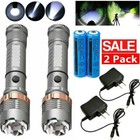 2x Police Tactical 990000lm Led 5 Modes Rechargeable Flashlight Zoomable Torch