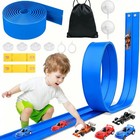 Flexible Toy Car Race Track For Kids Starter Set-20ft With 4 Cars - Blue- Gift