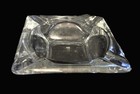 Mid Century Clear Glass Vintage Ashtray 6  Square Nice   Heavy Mcm Pet Rescue
