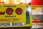 Rare Lee Overall Union Quality Wins Dealer Porcelain Metal Sign Work Wear Denim
