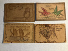 4 Antique Leather Postcards Early 1900s Various Themes And Postmarks Lot   10 