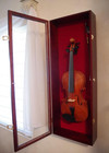 Violin Display Case Ukulele Fiddle Mandolin Mahogany Wood Cabinet Wall Holder