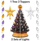 15  Pre-lit Halloween Tree  Ceramic Tabletop Decor With Lights  Pumpkin And Star