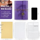 Leather Journals Notebooks With Blank Pages  Vintage Refillable A5 Purple