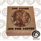 1 Pound Lb  16 Oz  Square Copper Bullion Bar Indian Buffalo  999 Fine Ingot