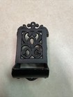 Vtg Cast Iron Match Box Holder Wall Mount Black 7 25    Farmhouse Rustic Country