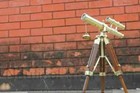 Nautical Brass Marine Mini Double Barrel Telescope With Wooden Tripod Stand Gift
