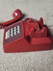 Western Electric Red Vintage retro Corded Desk Telephone Push-button  1 Line