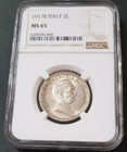 Ngc Italy 1917 Ms 65 2 Lire Silver Coin Quadriga Chariot Lira Rare Type