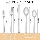 60 Piece Silverware Set Service For 12 premium Stainless Steel Flatware Set m   
