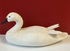 Hand Painted Carved Wooden White Swan Decoy Sculpture Home Decor Signed 12    L