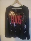 Vintage Elvis Presley  elvis  Black Red Sequined Ladies Large - From Graceland 