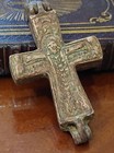 Rare Ancient Byzantine Large Bronze Cross  900 - 1000 A d Encolpion  Original